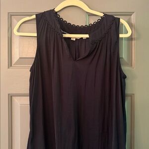 Boden Navy Top with Scalloped Trim